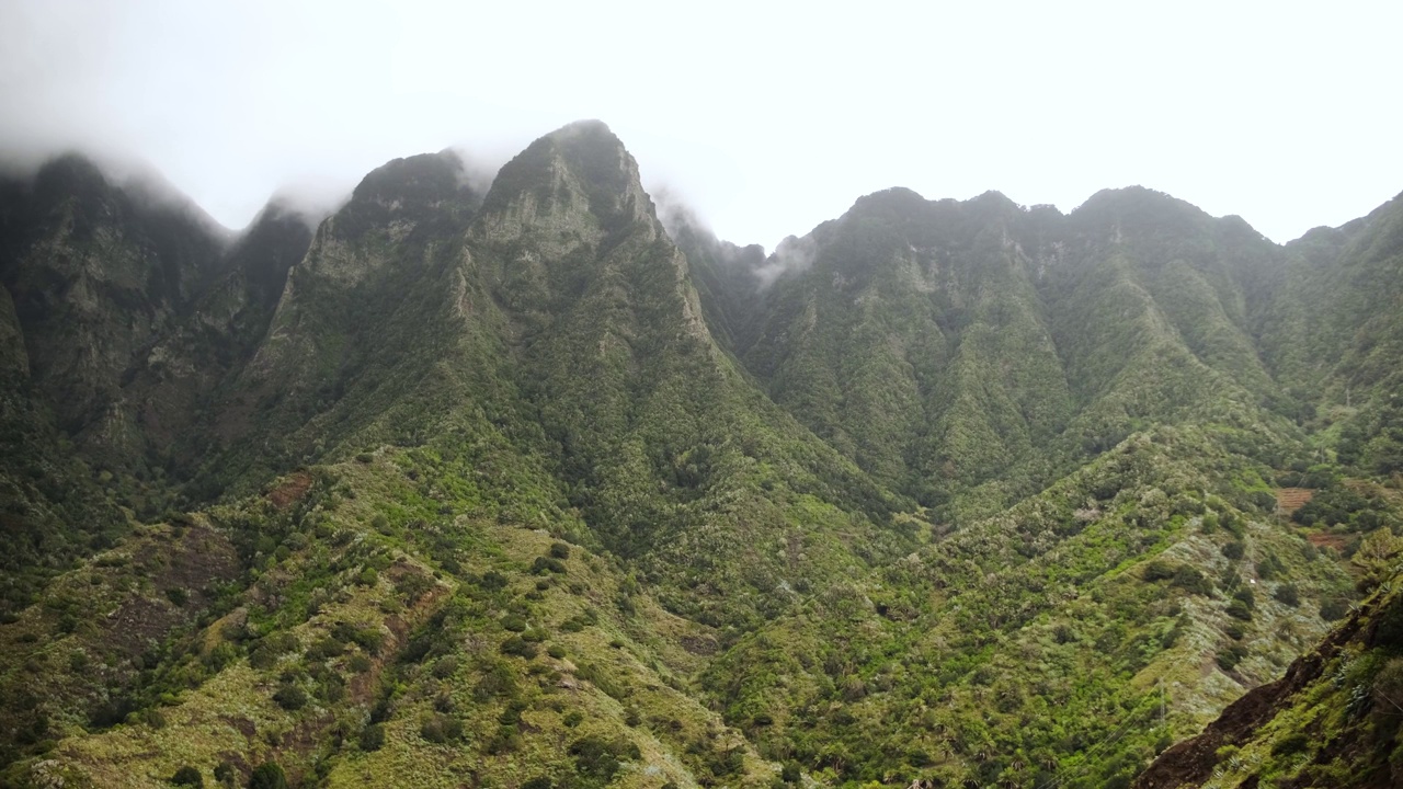 在加那利群岛的特内里费岛，雾气中美丽的山景视频素材