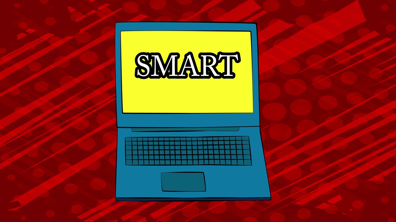 屏幕上有Smart字样的笔记本电脑。视频素材