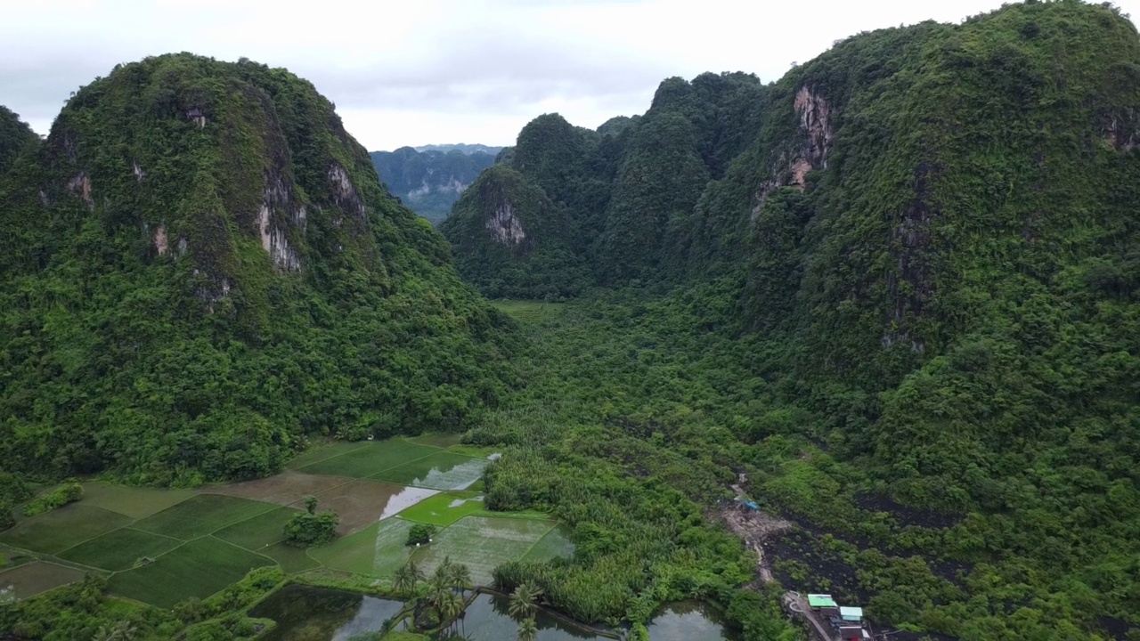 Rammang-rammang喀斯特形成在Berau村视频素材