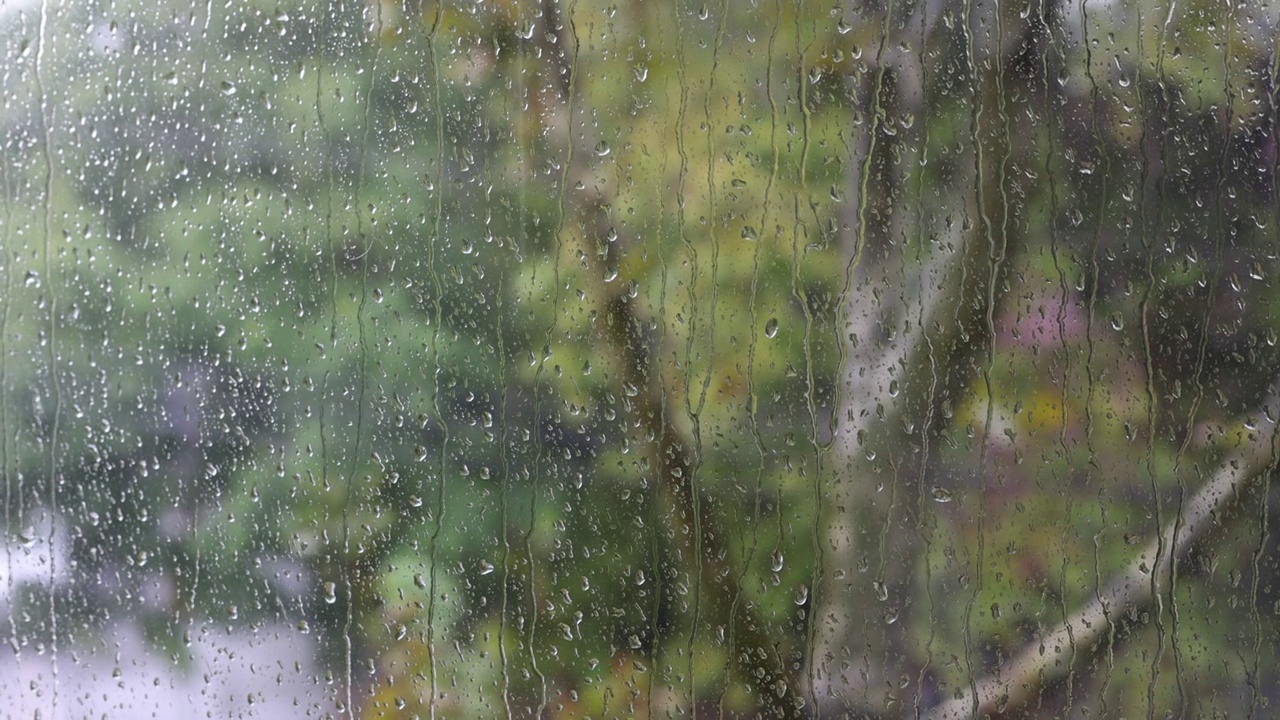 雨水浸透的窗口视频素材