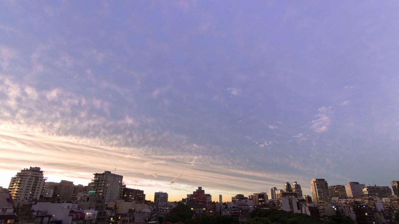 布宜诺斯艾利斯日落时的暴风雨天空(延时拍摄)视频素材