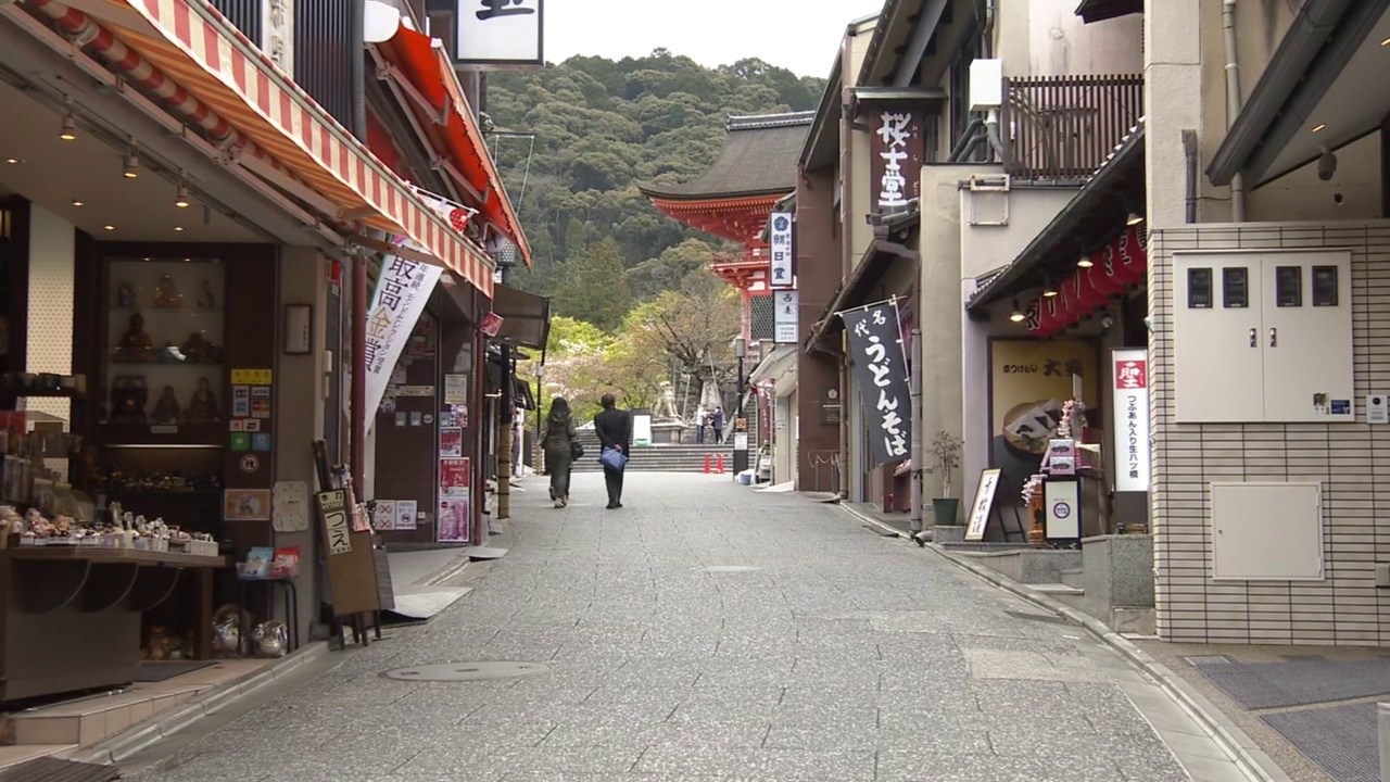 日本京都清水寺附近的空街视频素材