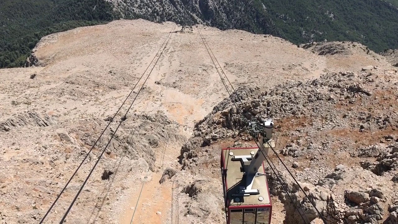 缆车的小木屋位于山上。登山用旅游车。4k高清视频视频素材