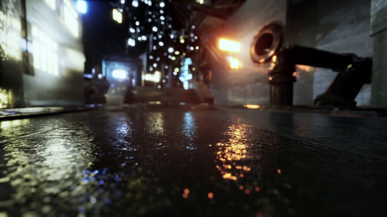 雨夜的霓虹散景灯视频素材