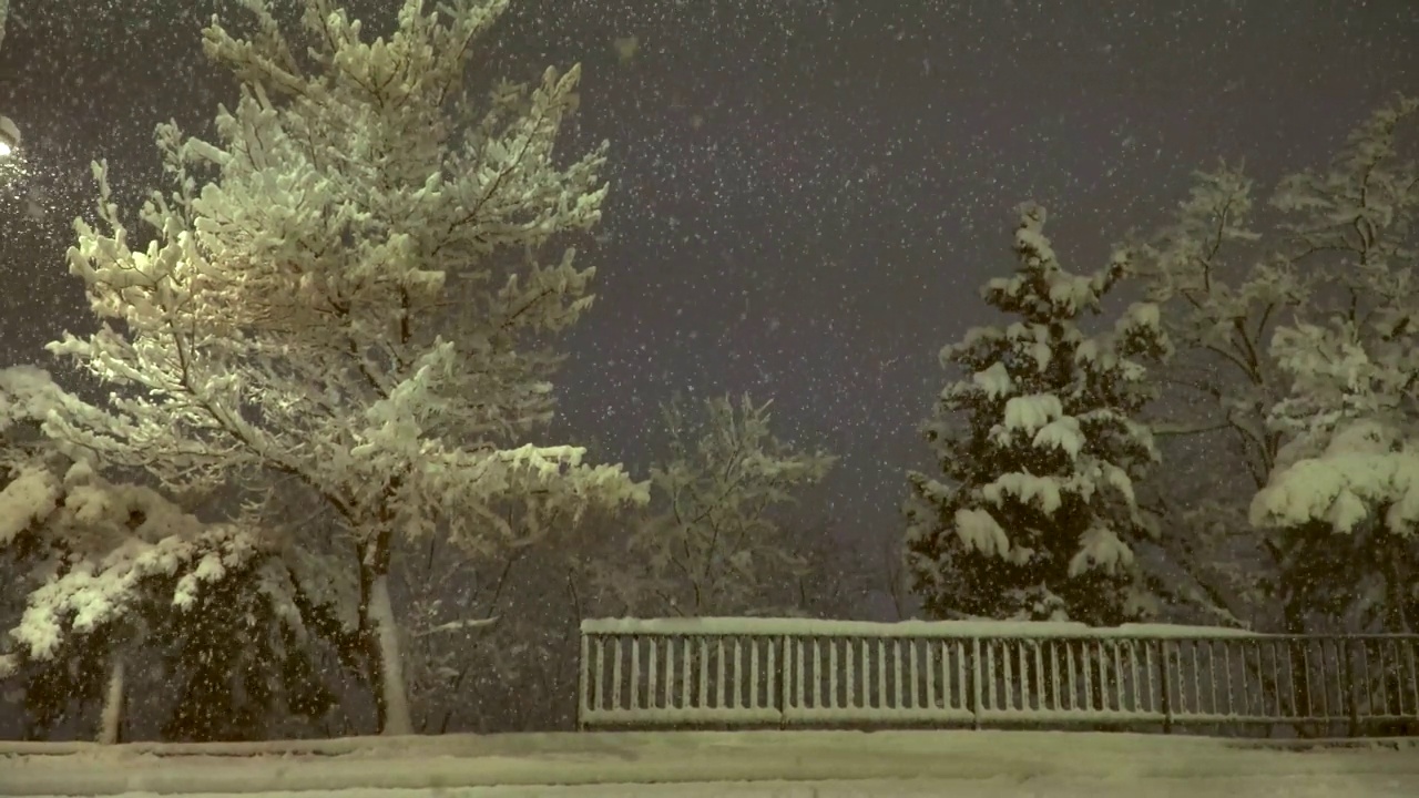 雪下得很大，人们走在街上视频下载