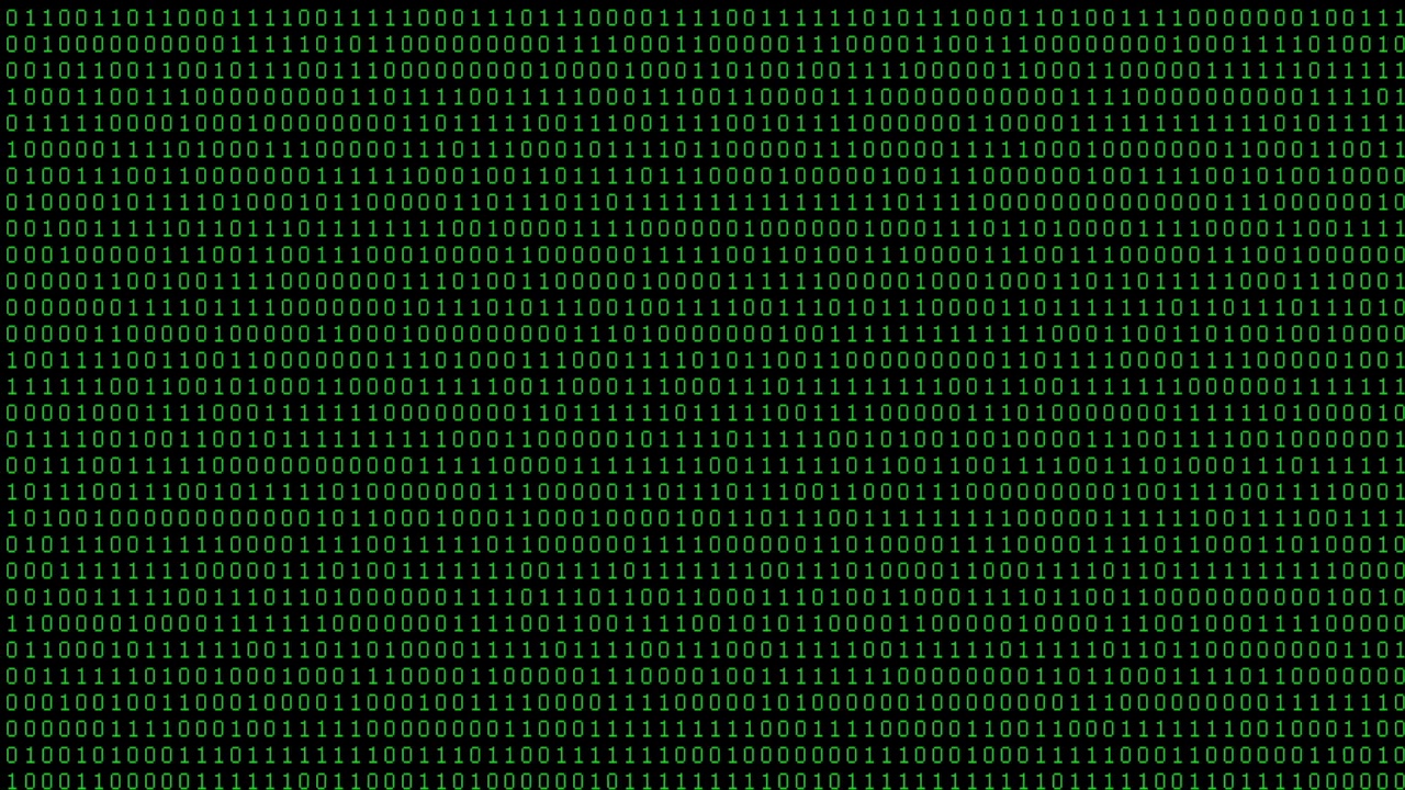 二进制代码绿色的数字在黑色动画中移动视频素材