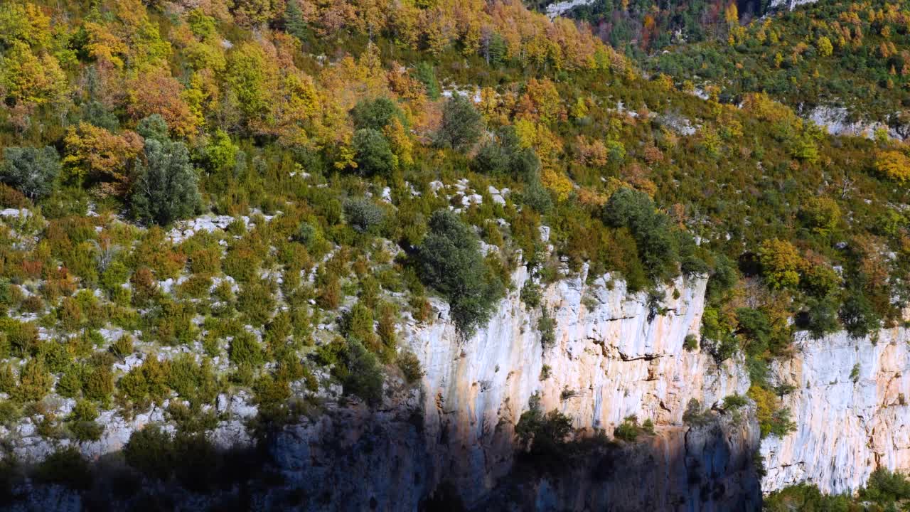 Añisclo峡谷的秋季景观。Ordesa和Monte Perdido国家公园。比利牛斯山脉。韦斯卡省，阿拉贡，西班牙，欧洲视频素材