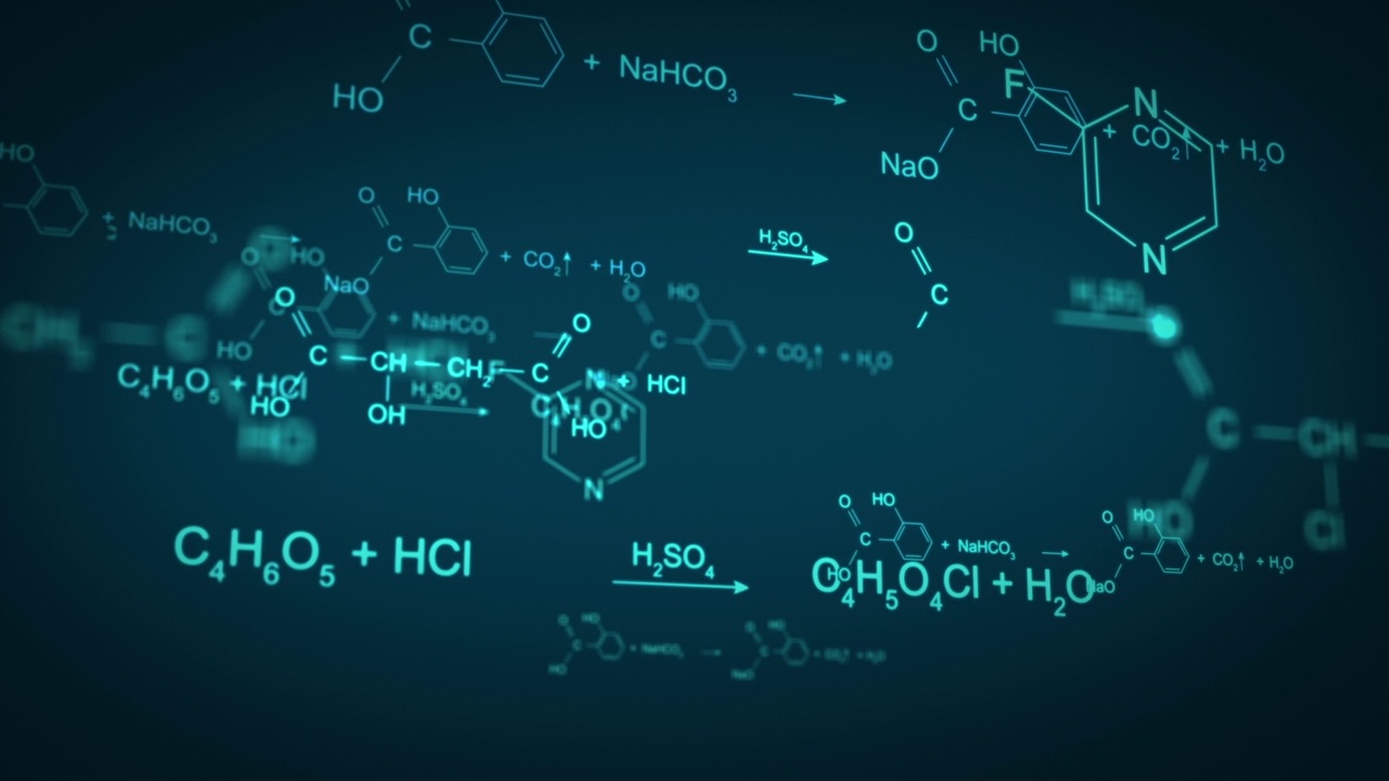 抽象的移动化学公式动画视频素材