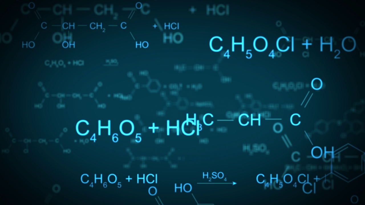 抽象的移动化学公式动画视频素材