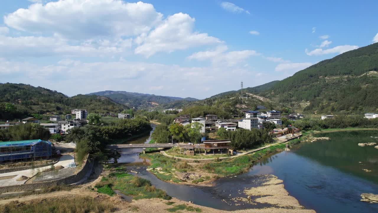 从航拍角度看，江山村寨视频素材