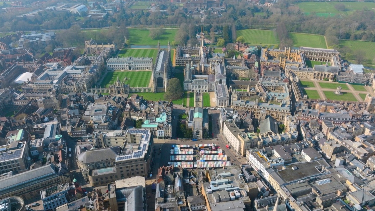 英国剑桥大学和学院的鸟瞰图视频素材