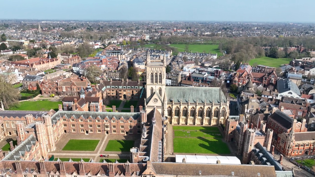 英国剑桥大学和学院的鸟瞰图视频素材