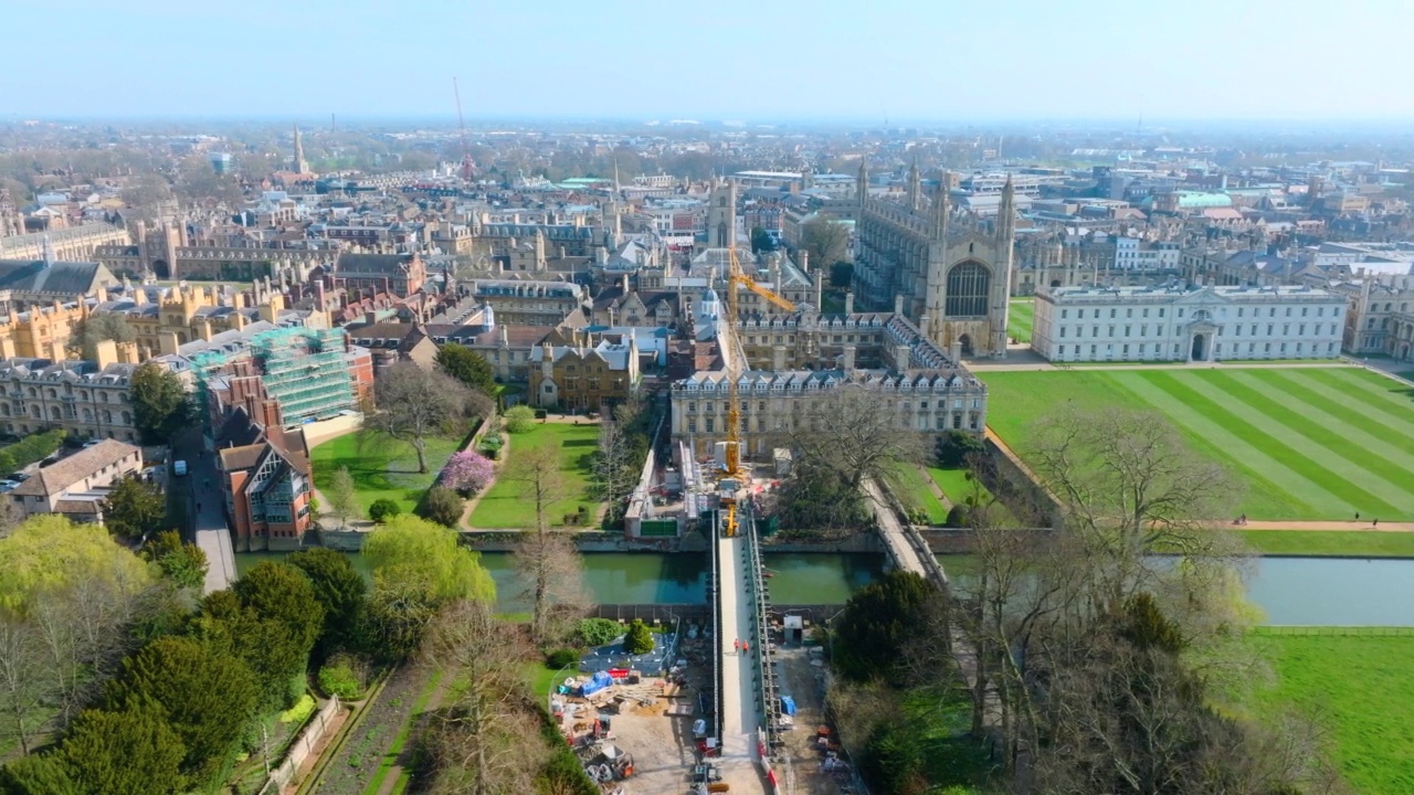 英国剑桥大学和学院的鸟瞰图视频素材