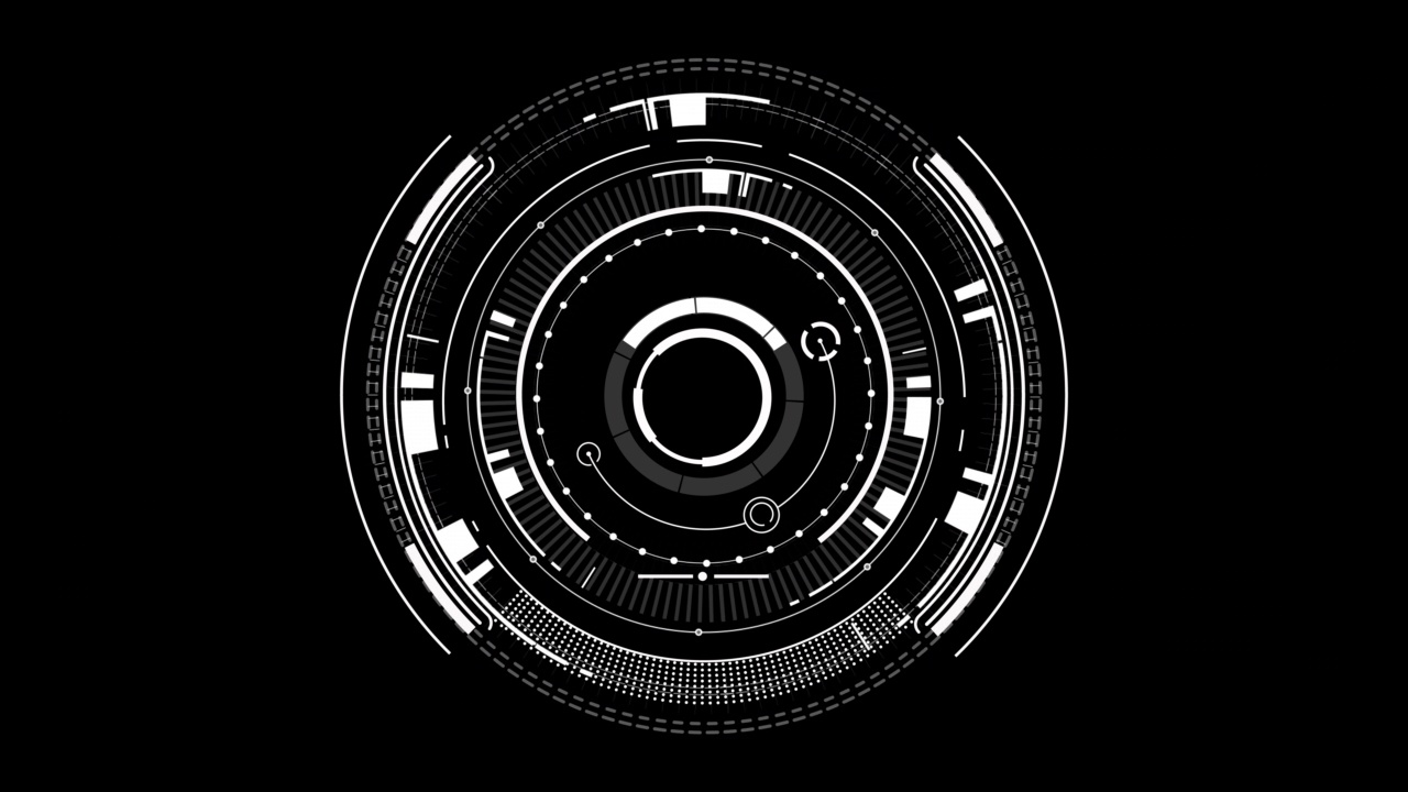 HUD元素数字未来白圈黑色背景下的用户界面，4K运动图形镜头视频视频素材
