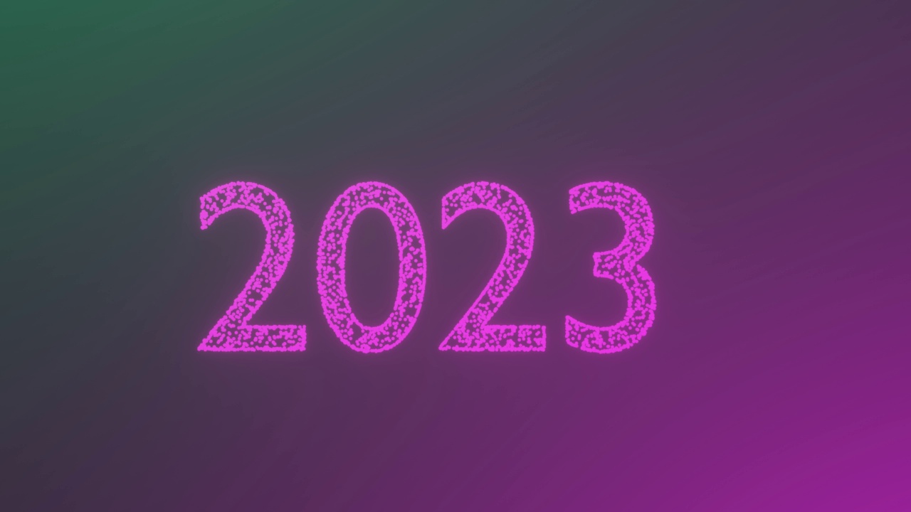 彩色未来碑文2023。新年的视频。视频素材