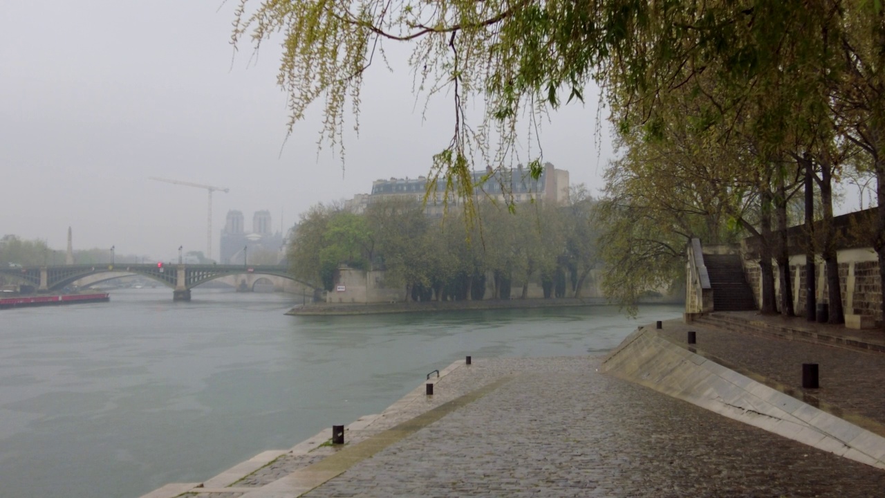 春天的巴黎在雨中视频素材