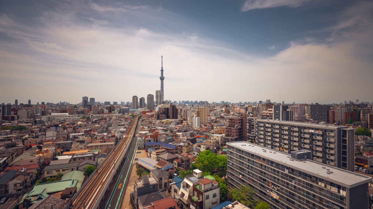 日本东京的天际线从隅田区视频素材