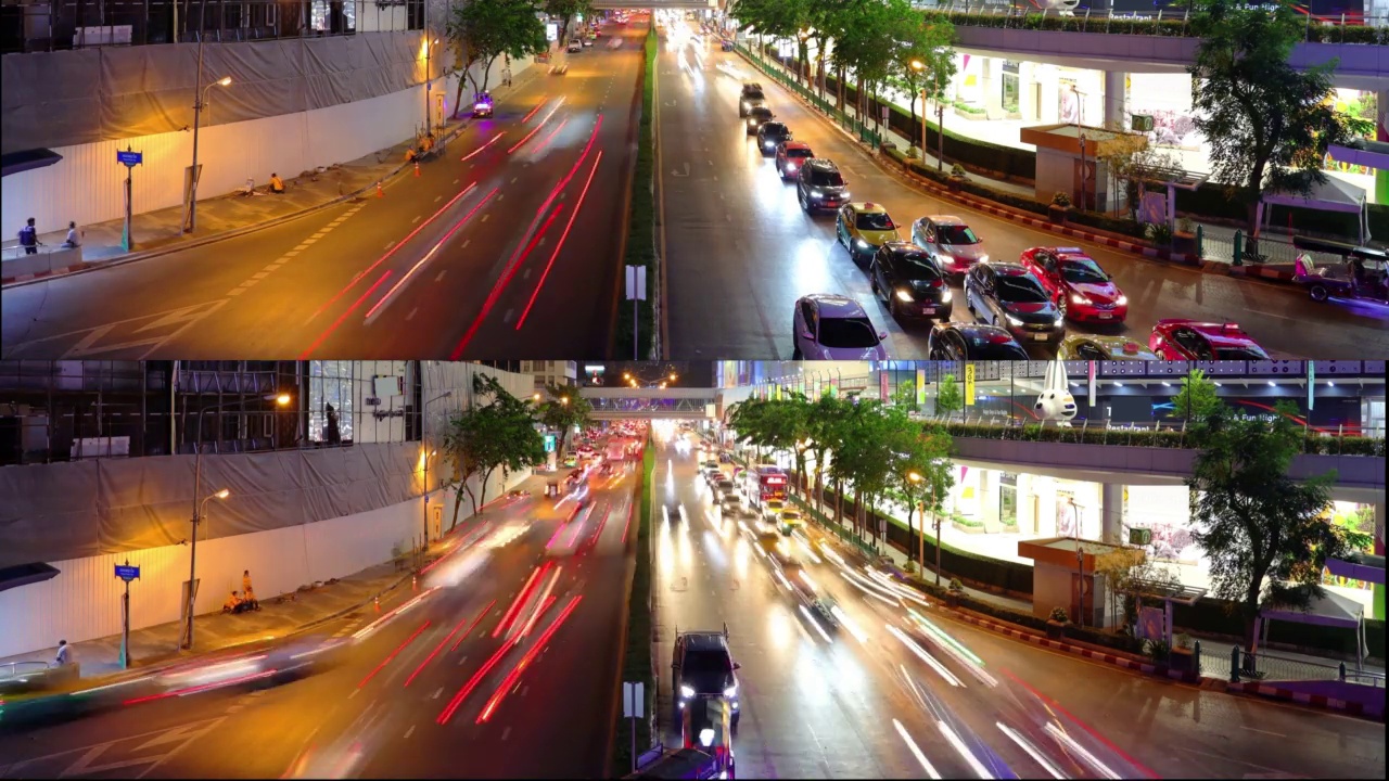 在泰国曼谷BKK的一个主要交通十字路口的主要道路上通过的汽车视频素材