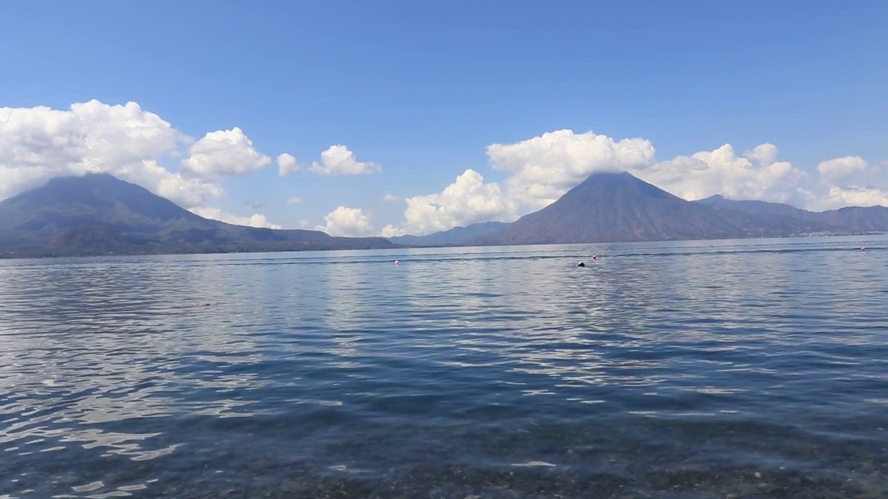 阿提特兰帕纳恰尔湖周围有火山视频素材