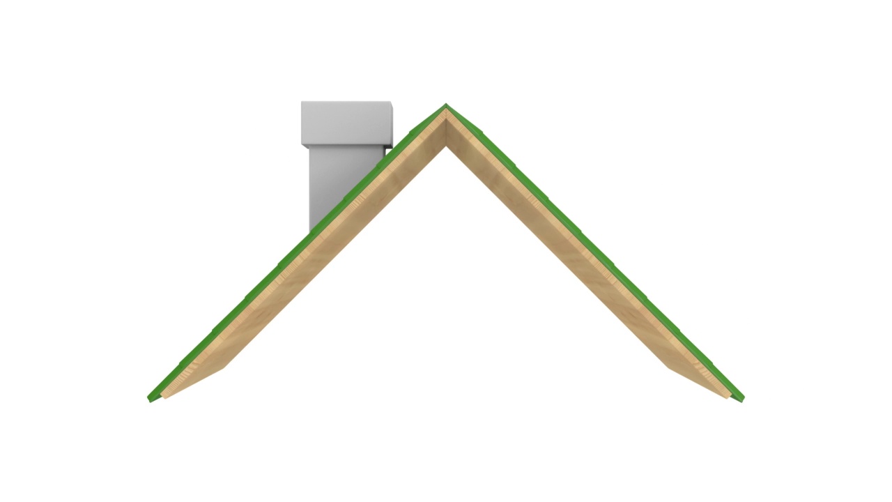 白色背景上的绿色屋顶。孤立的3 d渲染视频素材