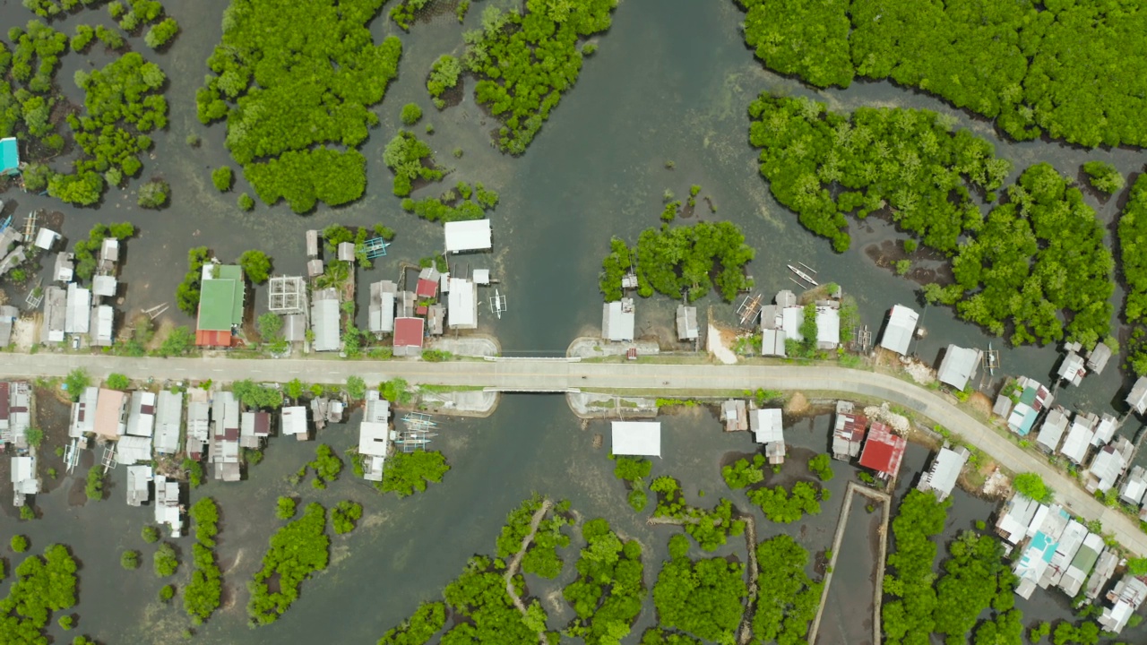 城市的鸟瞰图是红树林。Siargao、菲律宾视频素材