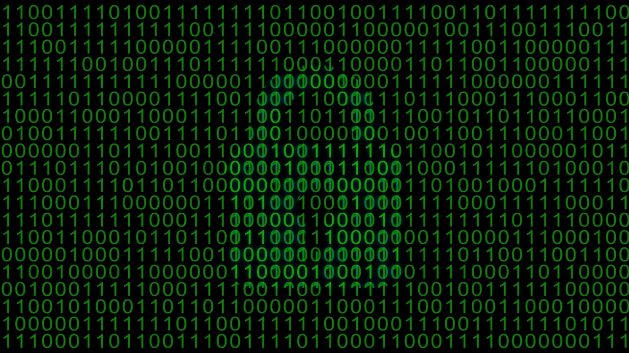 网络安全的概念。带锁的二进制代码。数字安全。视频素材