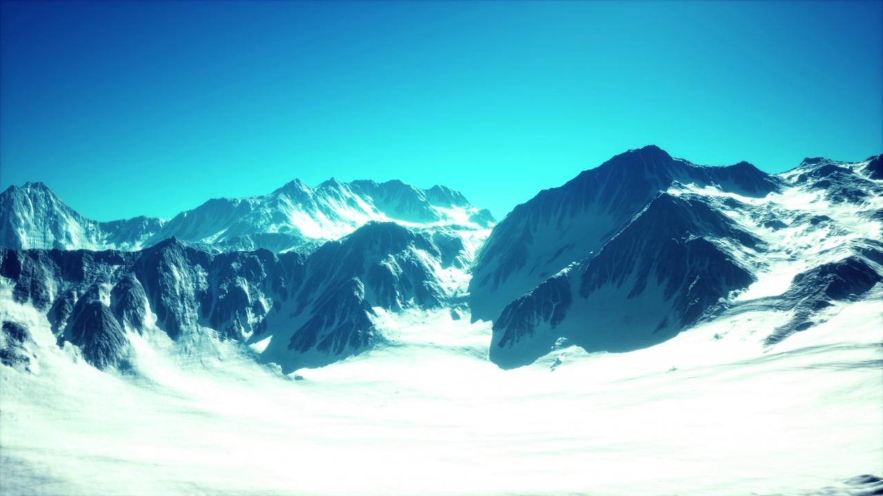 雪峰和冰川的全景山景视频素材