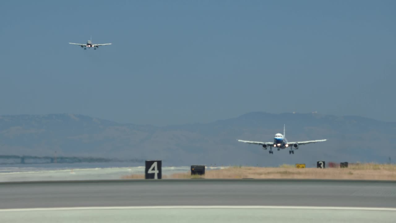 MS PAN TS联合航空公司空客A320白天在旧金山/加州视频素材