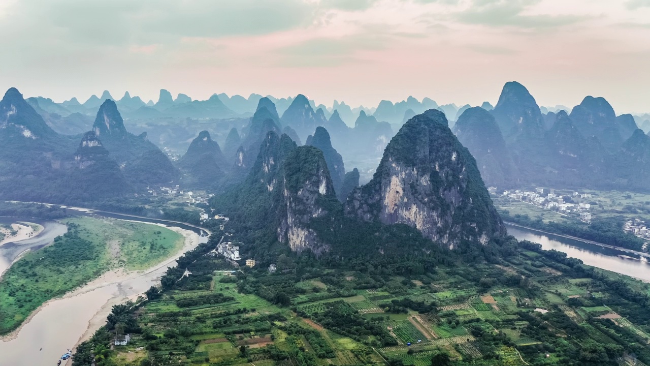 桂林山水自然景观航拍视频素材