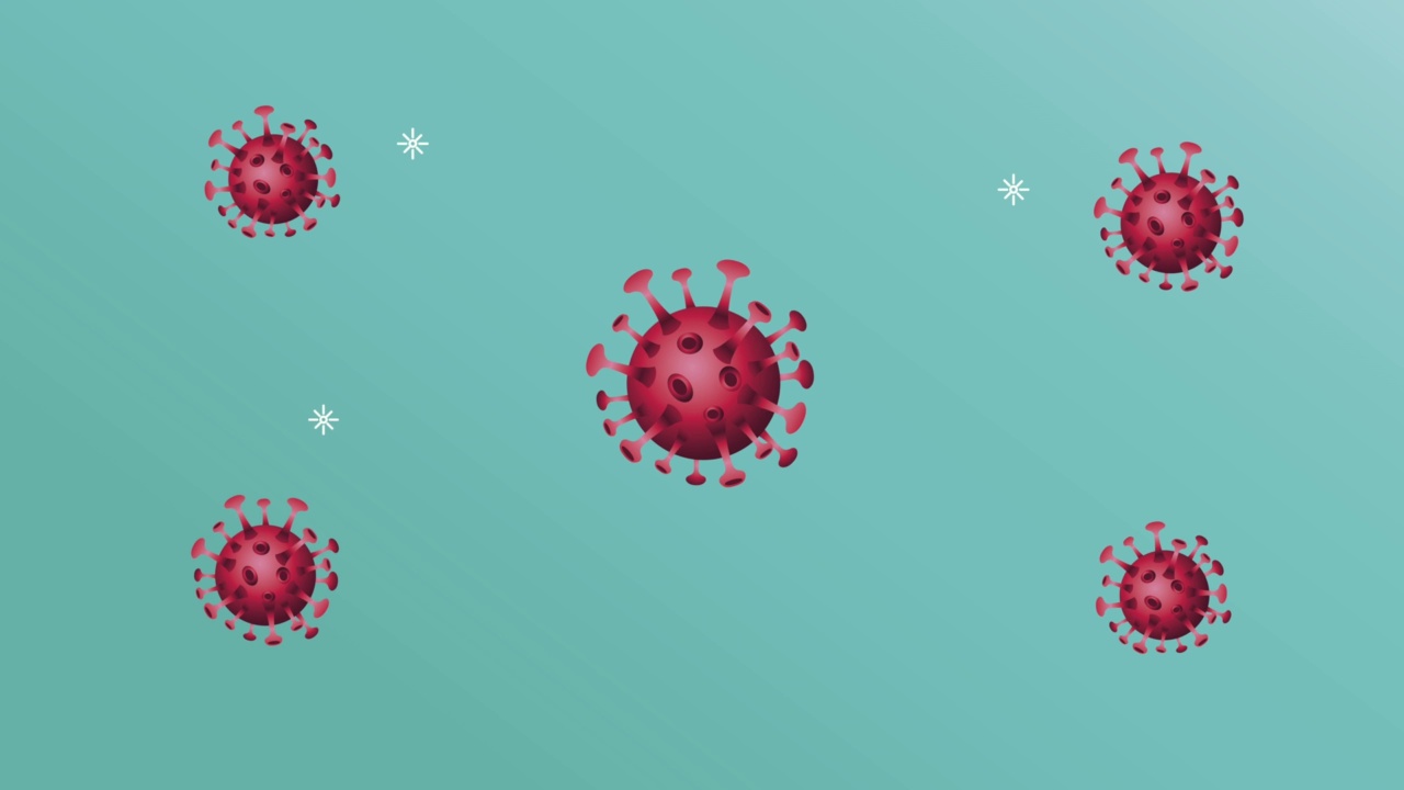 带有红色颗粒的Covid19颗粒动画视频下载
