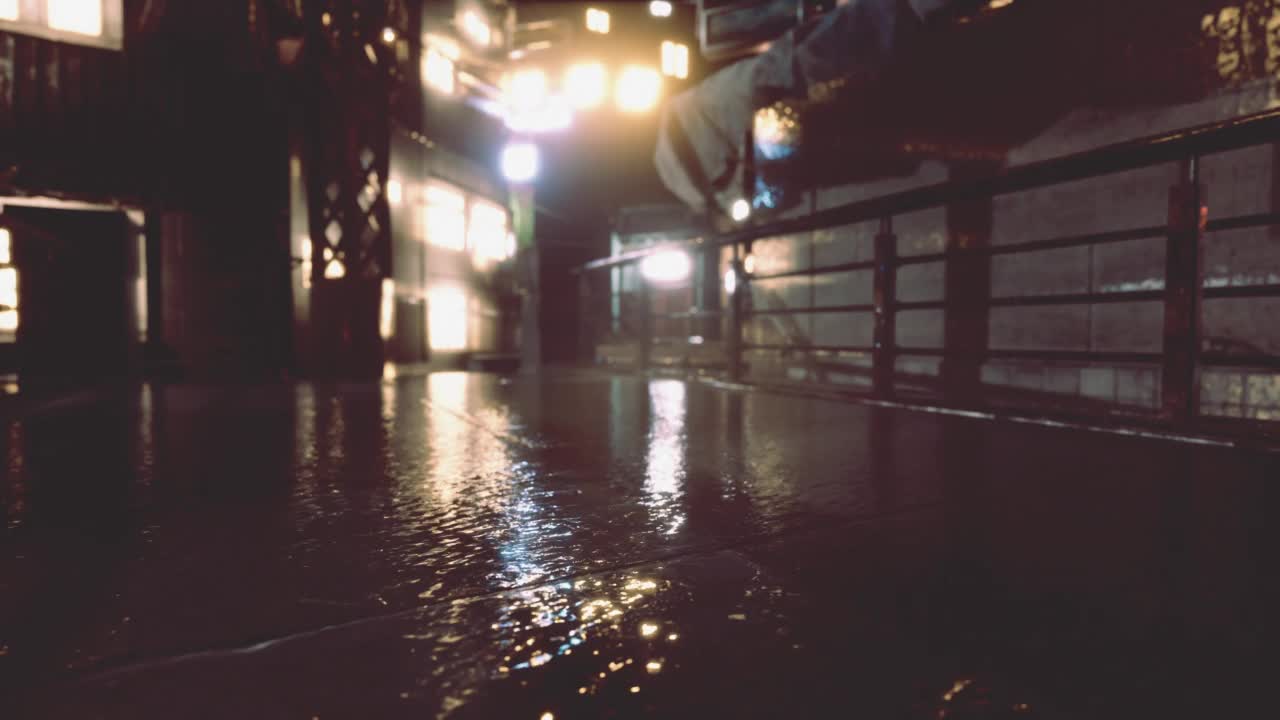 雨夜的霓虹散景灯视频素材