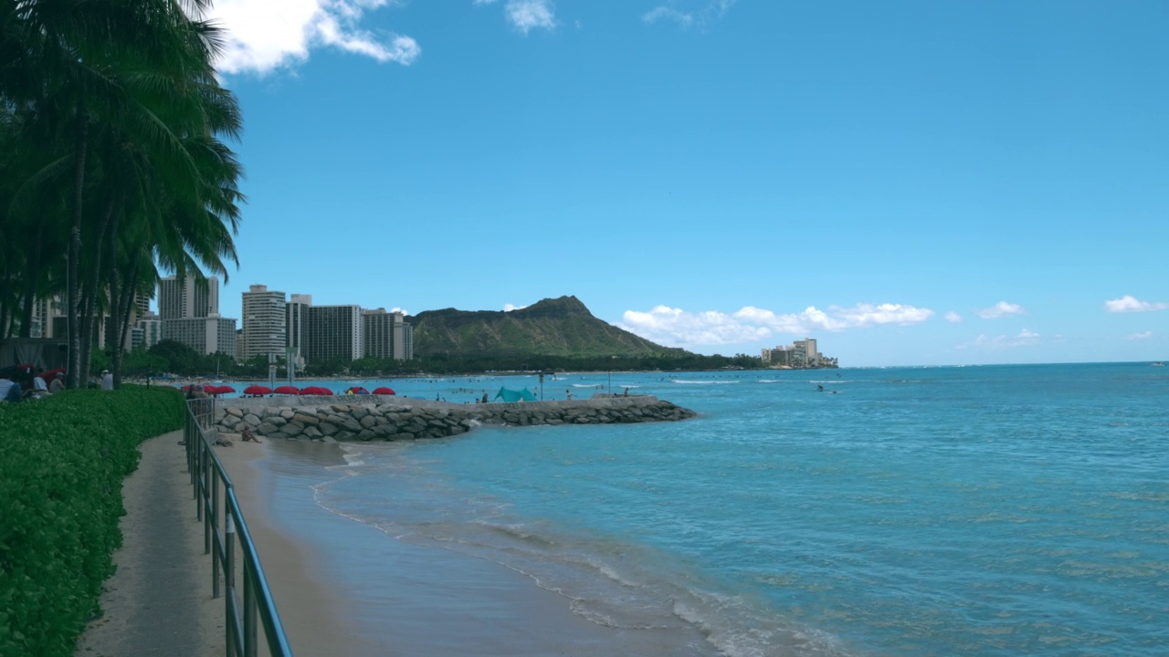 怀基基海滩-钻石头-夏威夷瓦胡岛视频素材