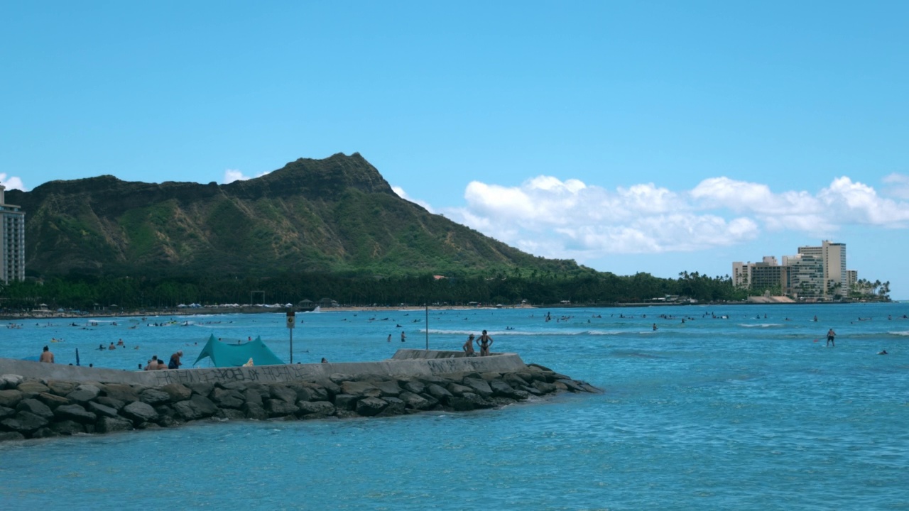 怀基基海滩-钻石头-夏威夷瓦胡岛视频素材