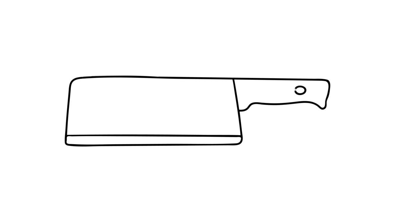 涂鸦大菜刀动画图标视频。绘制厨房刀图标动画。厨房刀插图涂鸦视频。视频素材