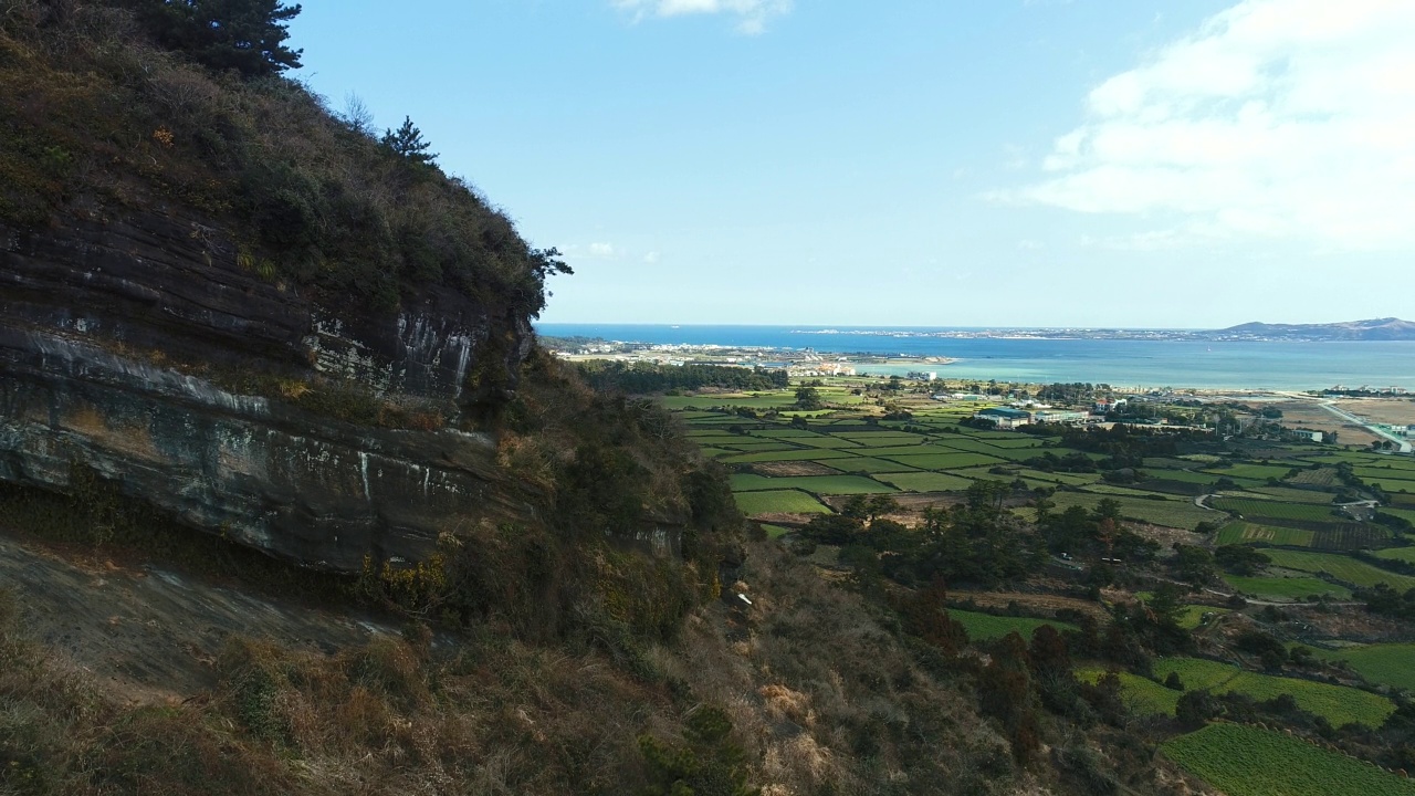 从杜山峰火山锥俯瞰海景/济州岛，韩国视频素材