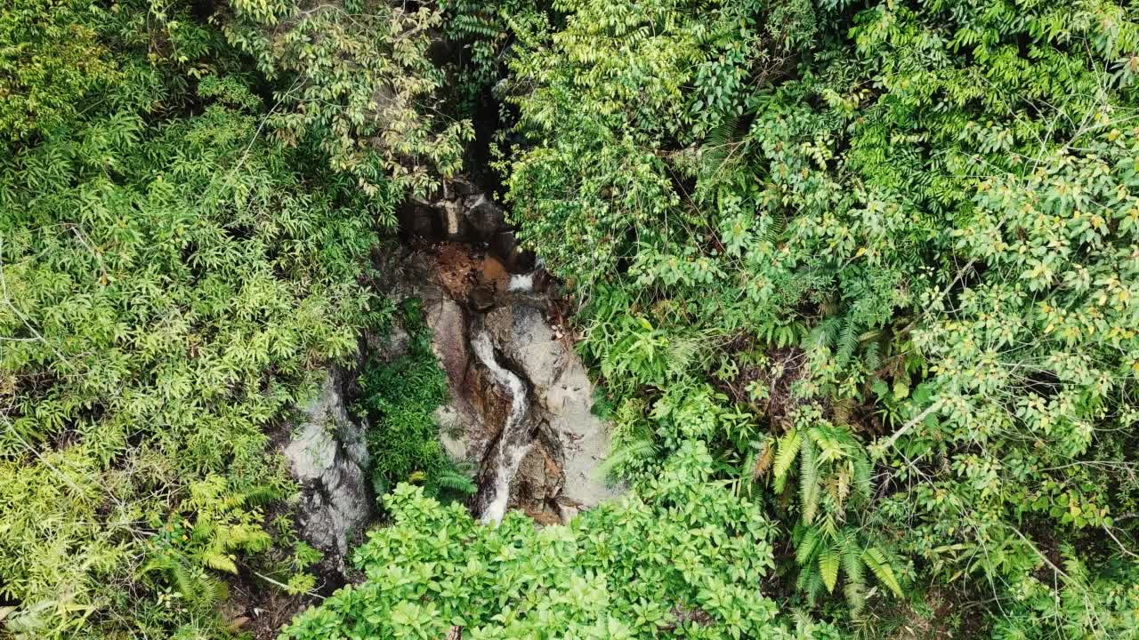 马来西亚的热带瀑布，鸟瞰图视频素材