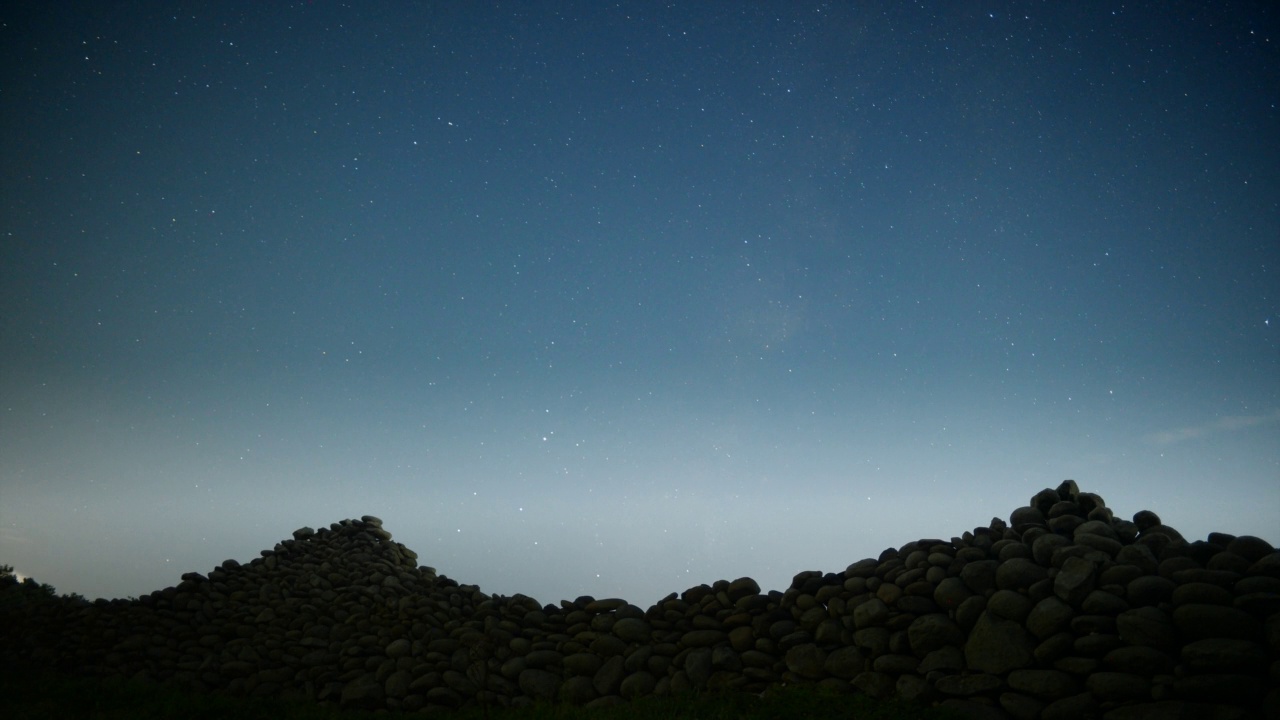 石壁上空的星星/济州岛，韩国视频素材