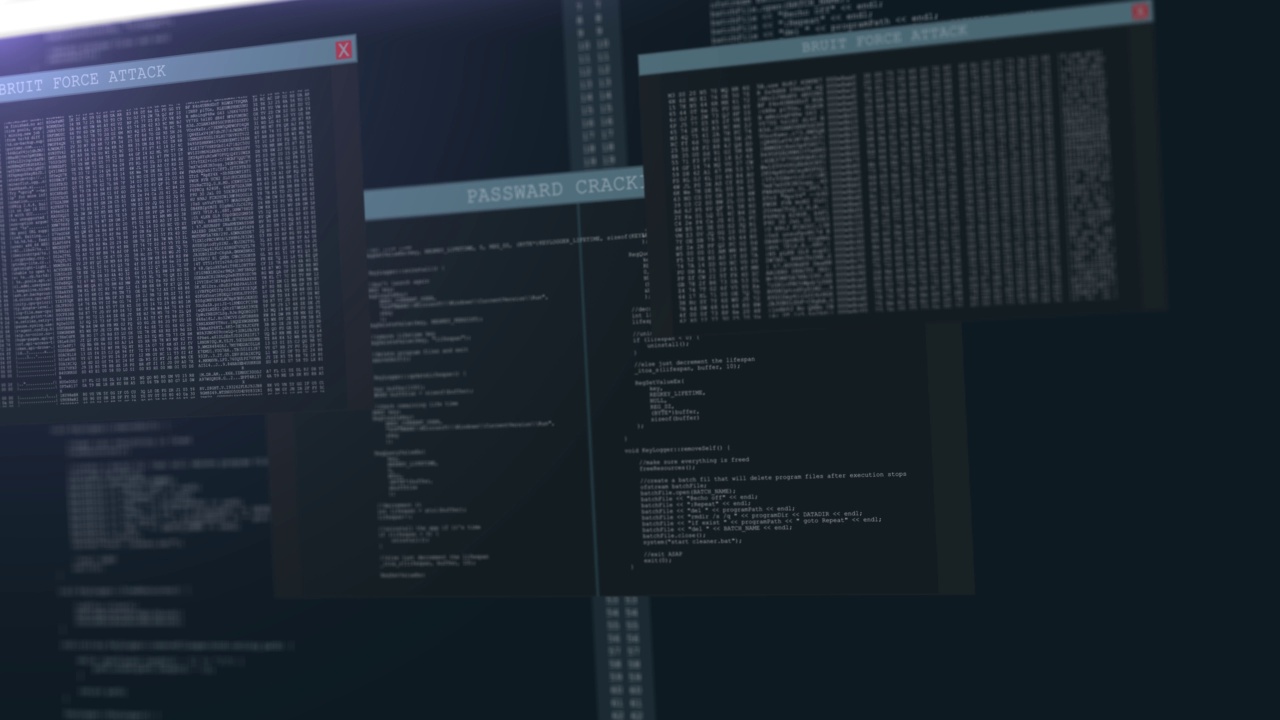 程序代码。黑客窃取数据，一串一串的程序代码被展示出来，视频素材
