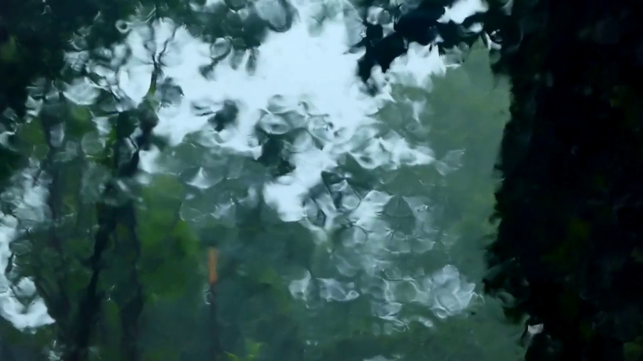 有一天在下雨天，拍了一段在车里对着挡风玻璃边停车边下着雨的心情视频素材