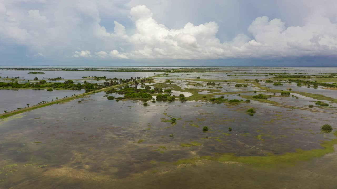 斯里兰卡被洪水淹没的土地视频素材