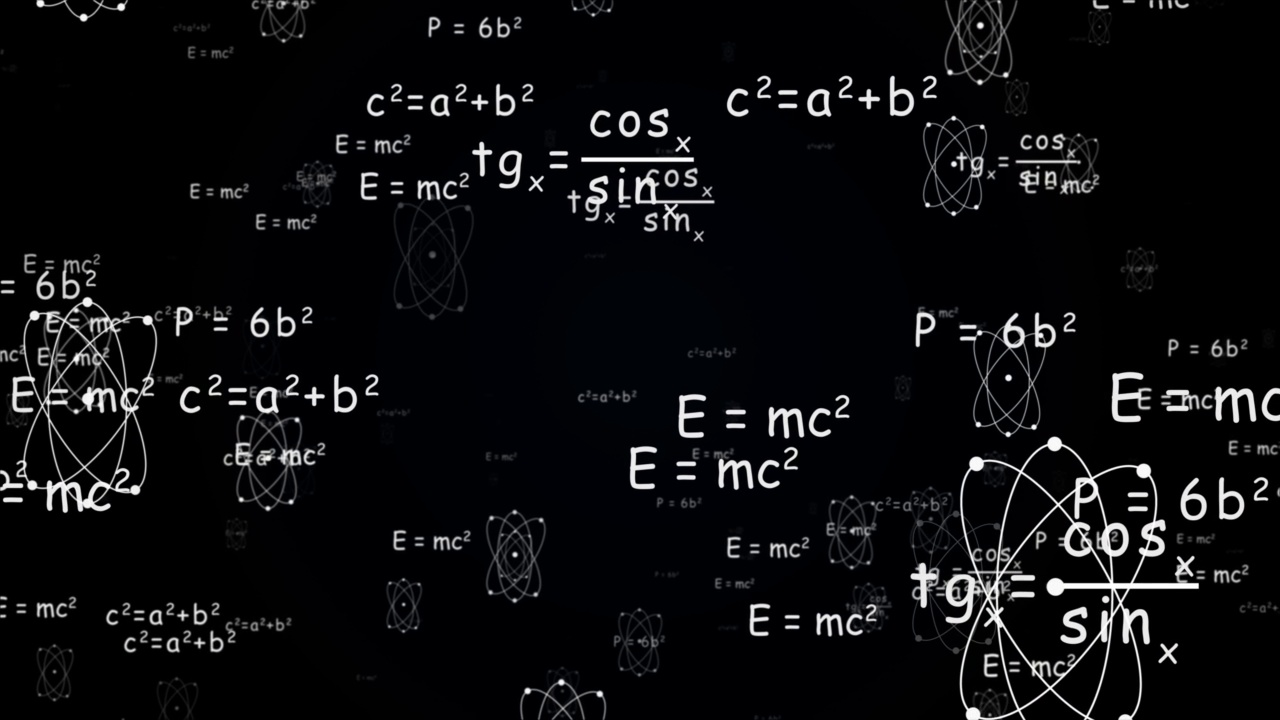 循环动画的数学和物理公式飞行循环动画的背景。视频素材