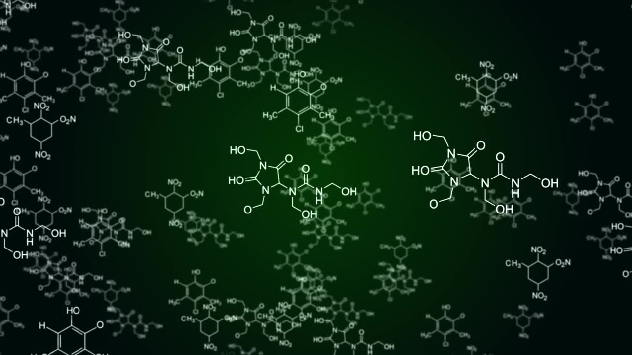 摘要4K循环创造数字数学公式循环绿色屏幕循环动画背景。视频素材