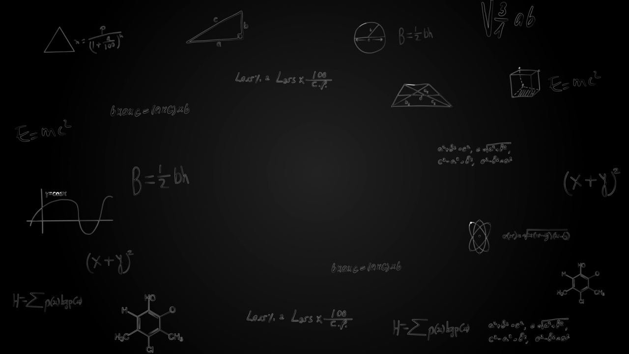 数学方程和公式飞行和消失的距离循环背景动画视频素材