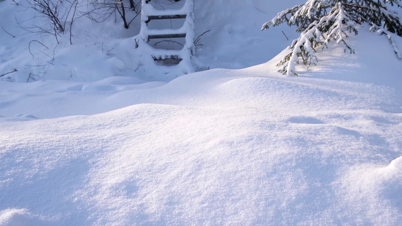 冬天的雪。雪的纹理俯视图雪。结构设计。雪白纹理。雪花。视频素材