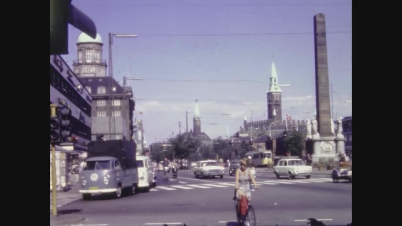 丹麦1961年，哥本哈根60年代城市街景视频素材