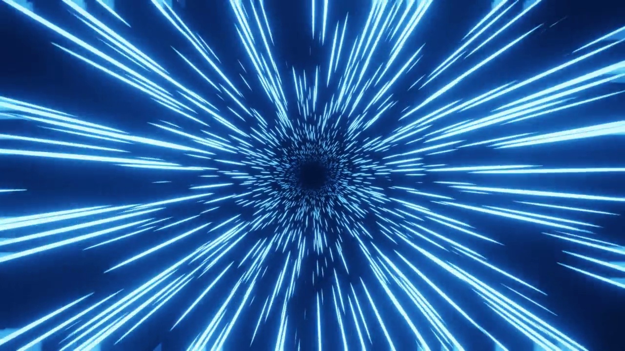 抽象的未来主义速度灯光隧道，时间扭曲，在空间旅行，背景3D渲染视频素材