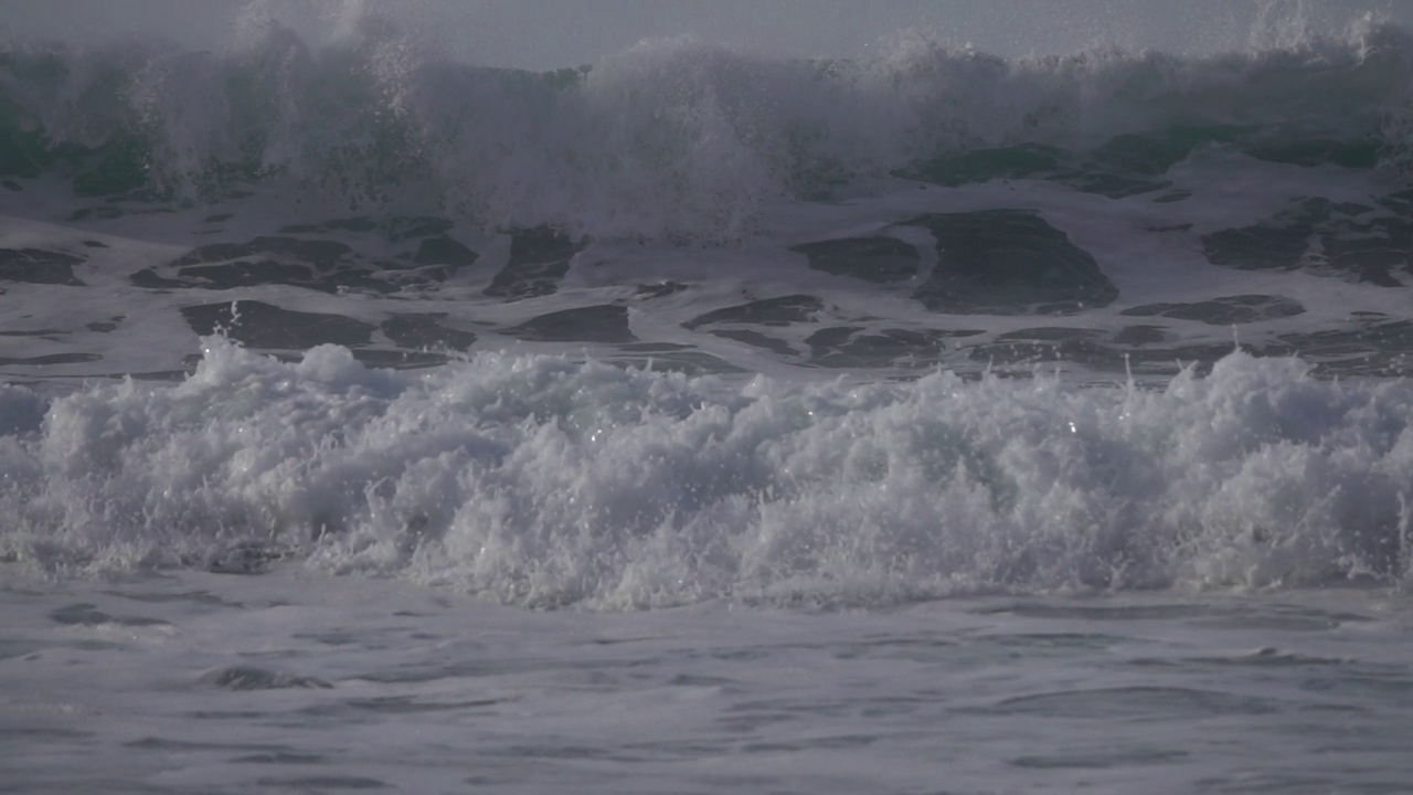 大风暴海浪，慢镜头视频素材