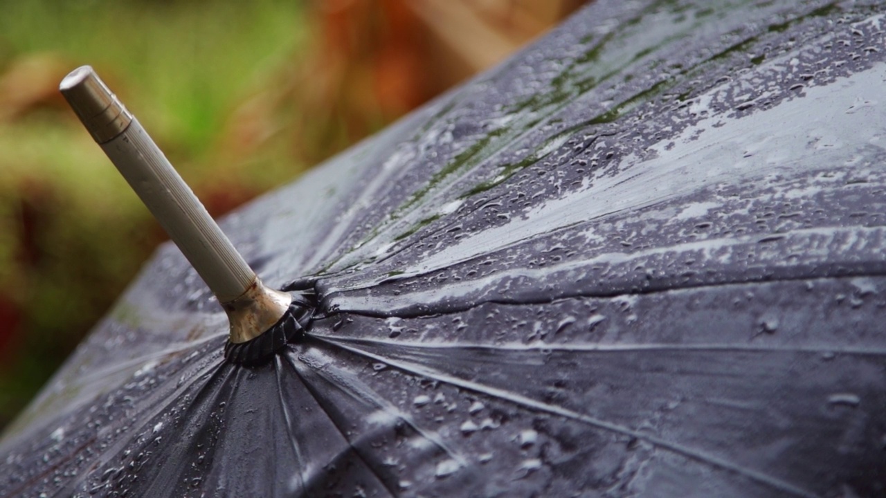 雨点落在伞上视频素材