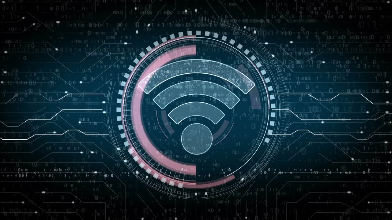 Wifi移动网络通信符号环数字概念视频素材