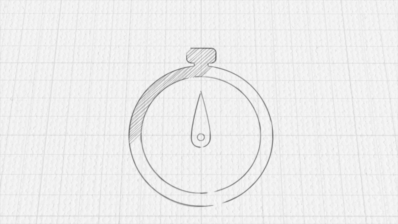 带有彩色绘图效果的秒表图标。涂鸦动画。4 k视频素材